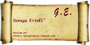 Gonya Ernő névjegykártya